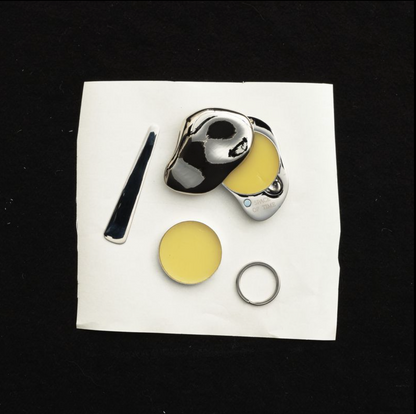 Day to Night Set by Space of Time: silver keepsake balm case with Daily Awakening and Evening Grounding balms, refill tool and keychain ring